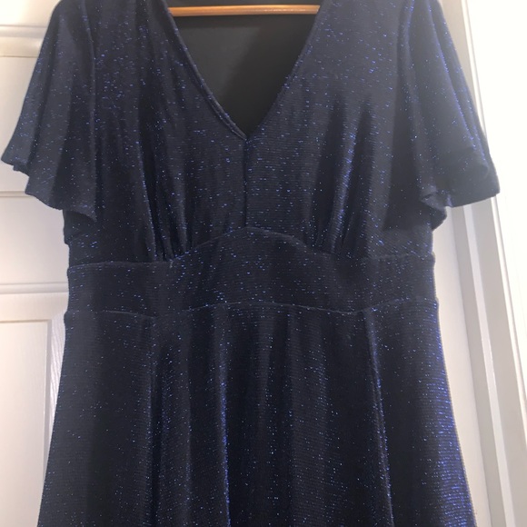 Torrid Blue Glitter Slinky Dress Sz 00/ Large - Picture 3 of 14